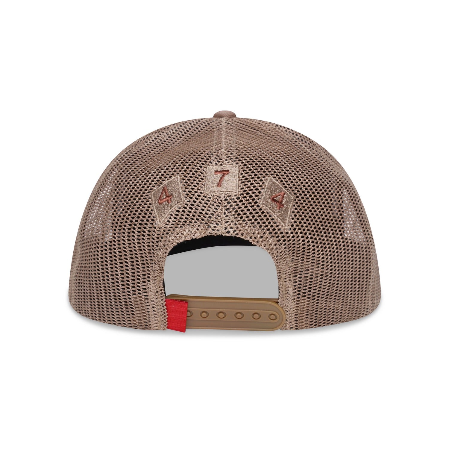 474 Bars Embroidered Trucker Cap Red Label - Beige Brown