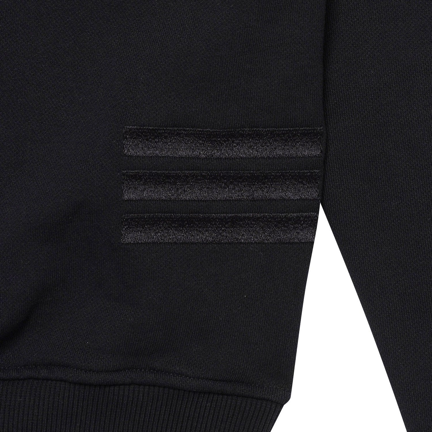 Organic Cotton Black And White 3 Bars Hoodie - Black