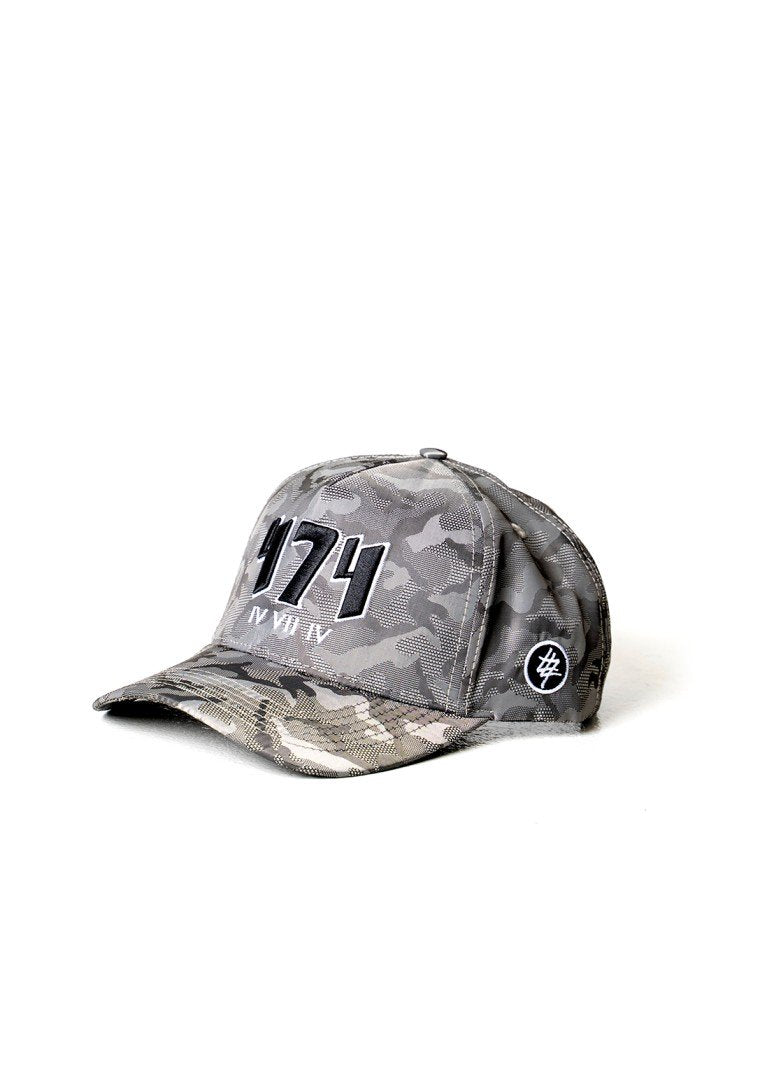 Grey Camo 474 Embroidered Baseball Cap