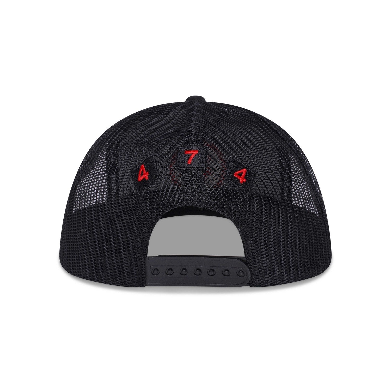 Red Strip Circle 474 Logo Trucker Cap