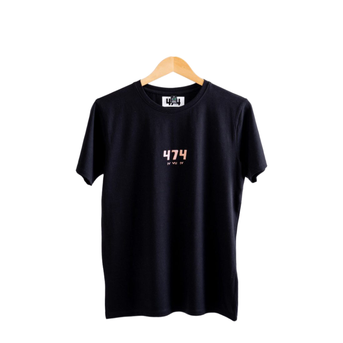 Orange Print Black T-Shirt