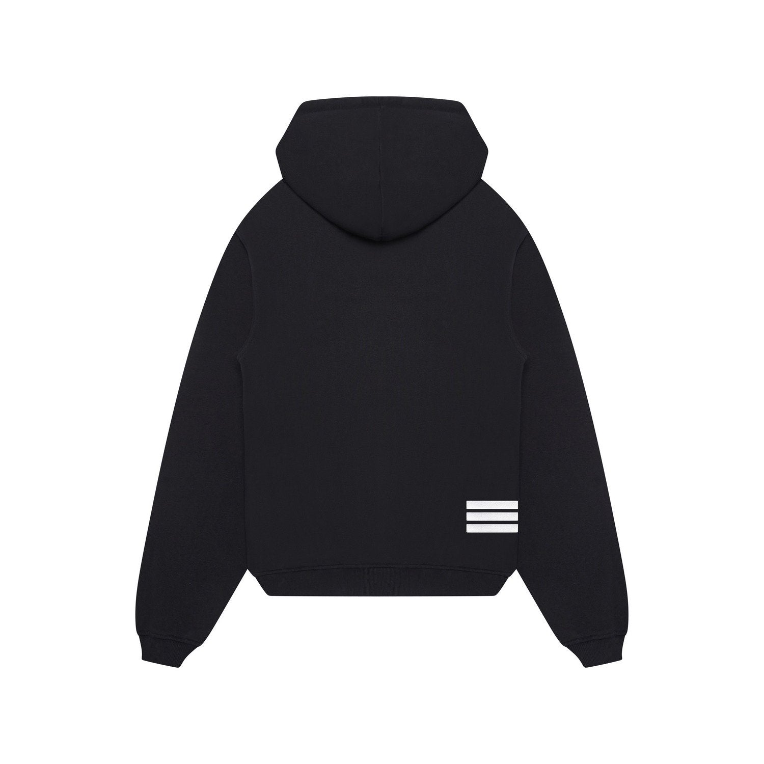 Organic Cotton Yellow And White 3 Bars Hoodie - Black