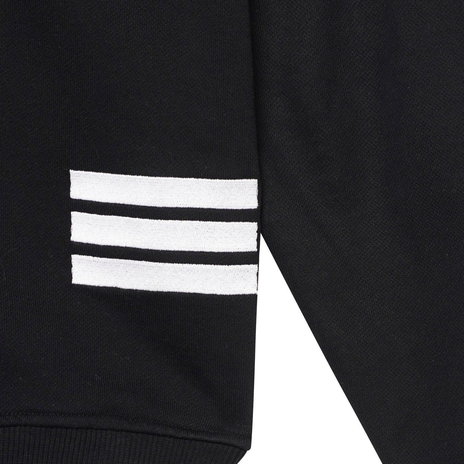 Organic Cotton Yellow And White 3 Bars Hoodie - Black
