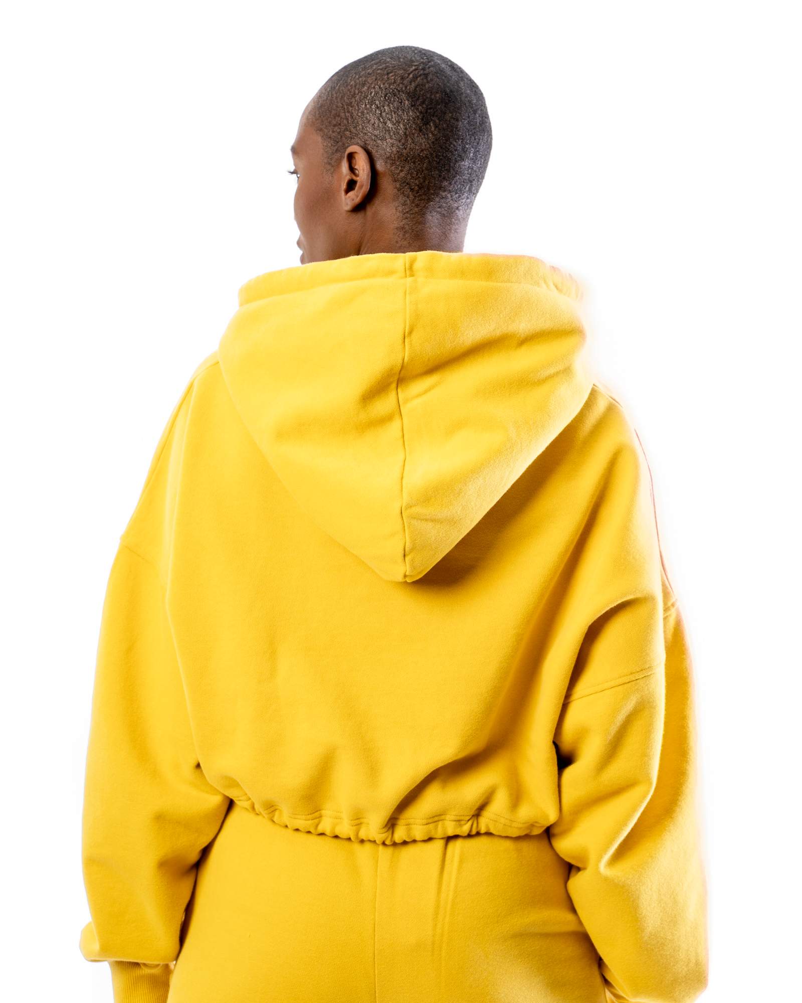 474co Mustard Yellow Oversized Cropped Hoodie