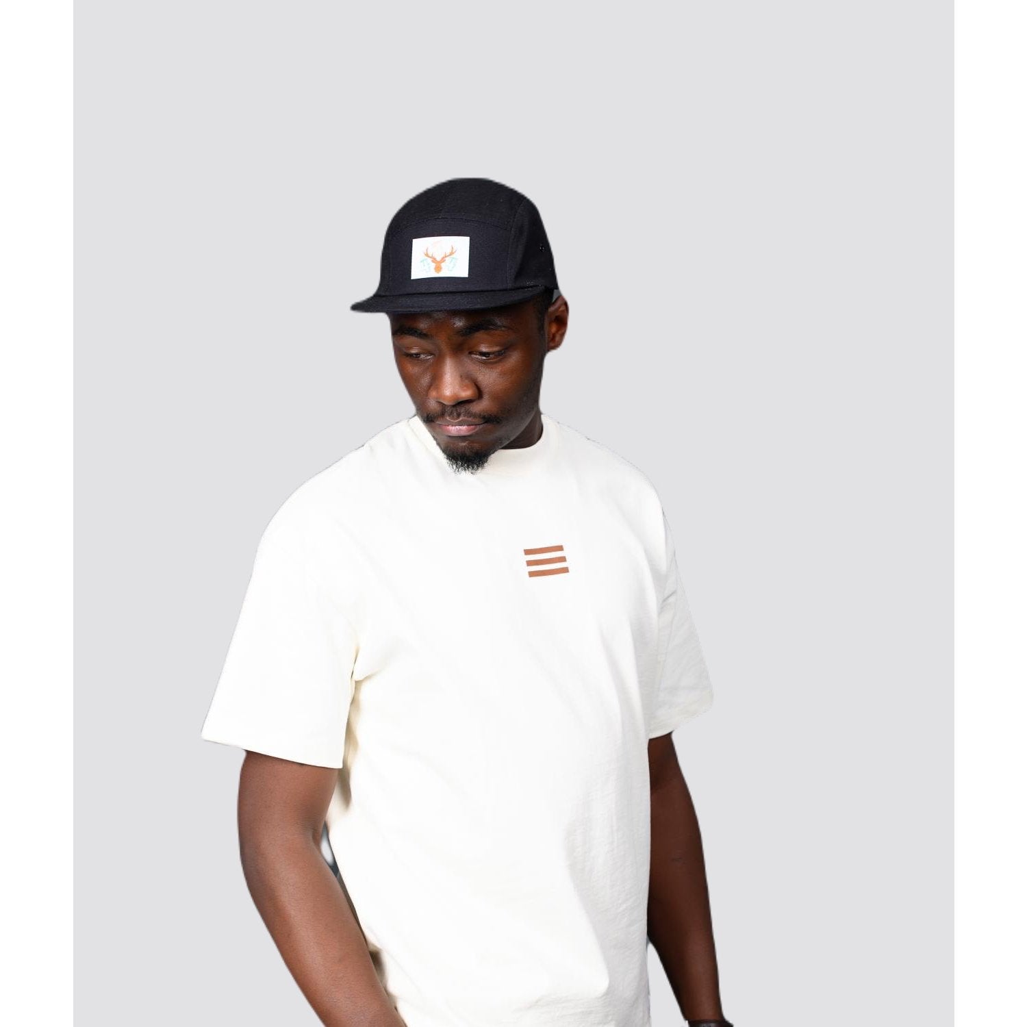 474 Stag Head Box Logo 5 Panel Hat - Black