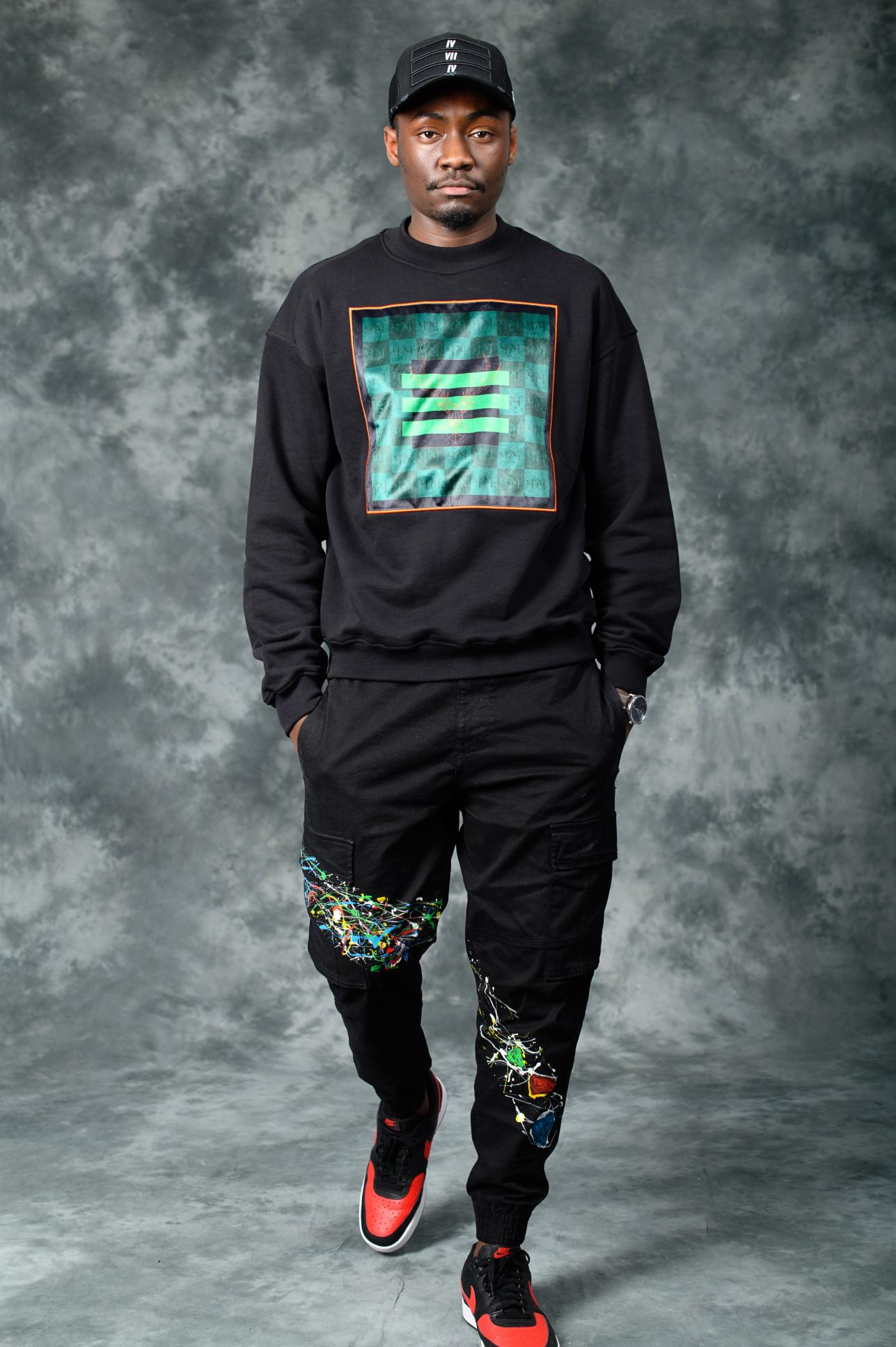 474coxJagermeister black sweatshirt front male model