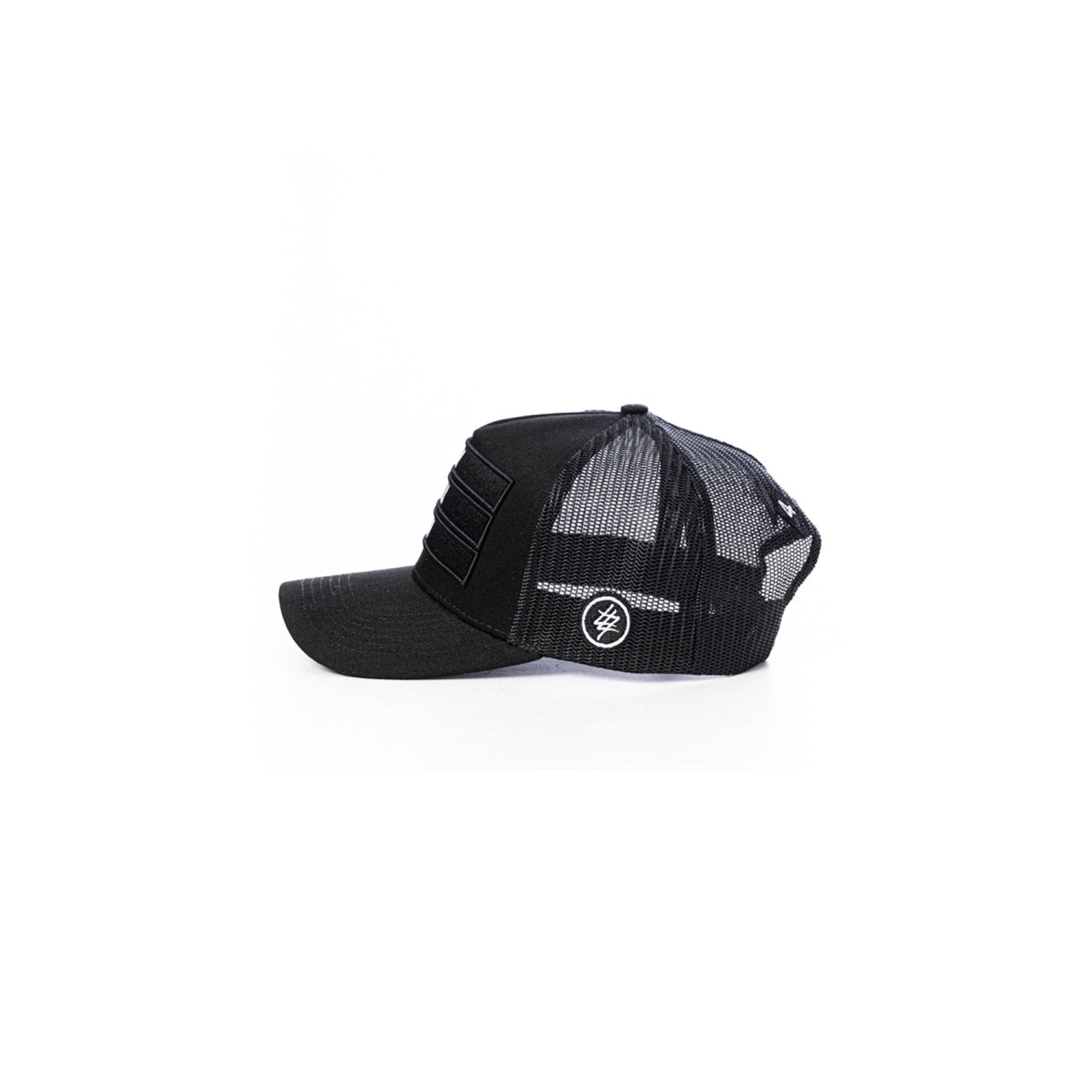 All Black 474 3 Bars Trucker Cap
