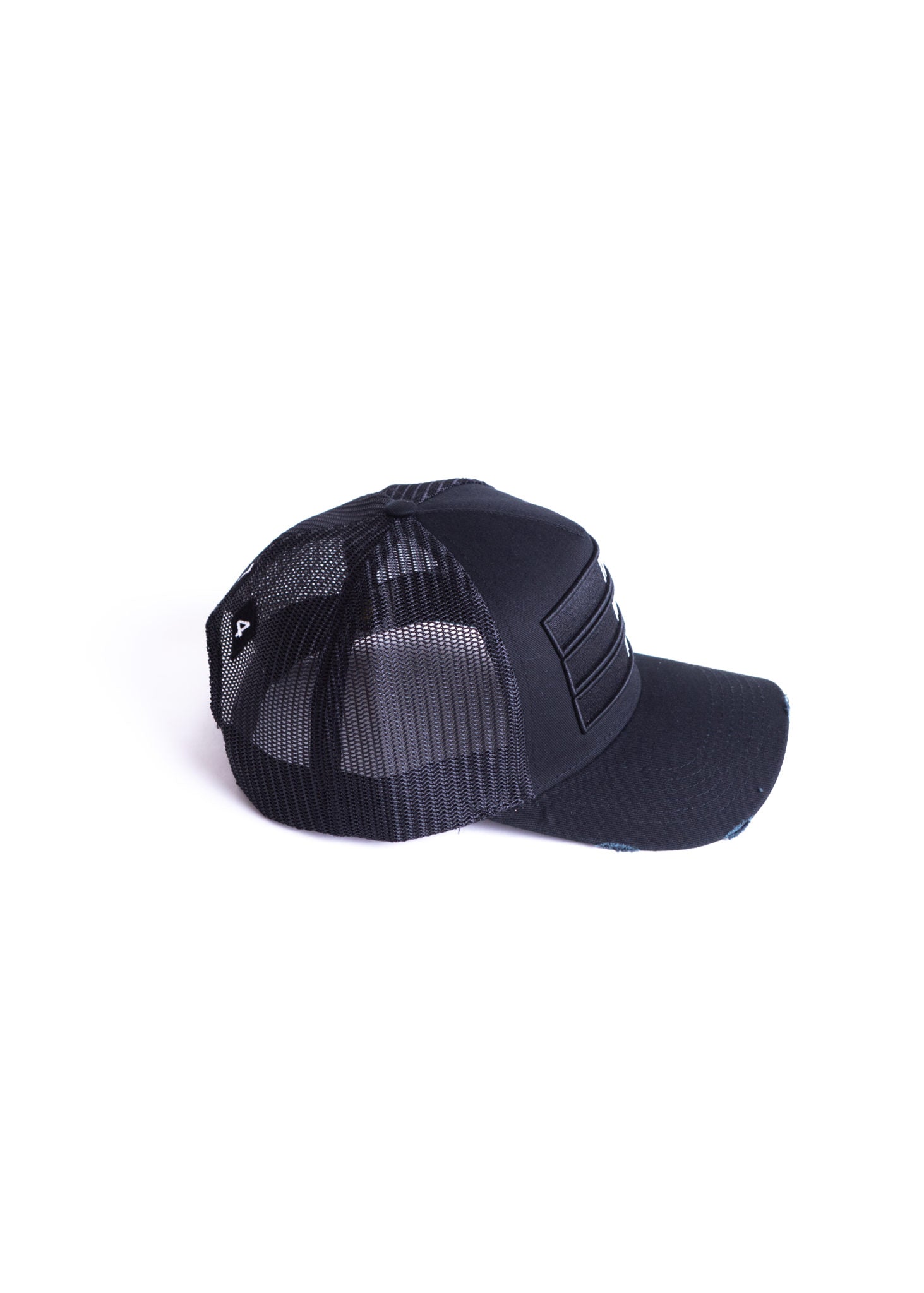 Black 474 Black 3D Distressed Trucker Cap