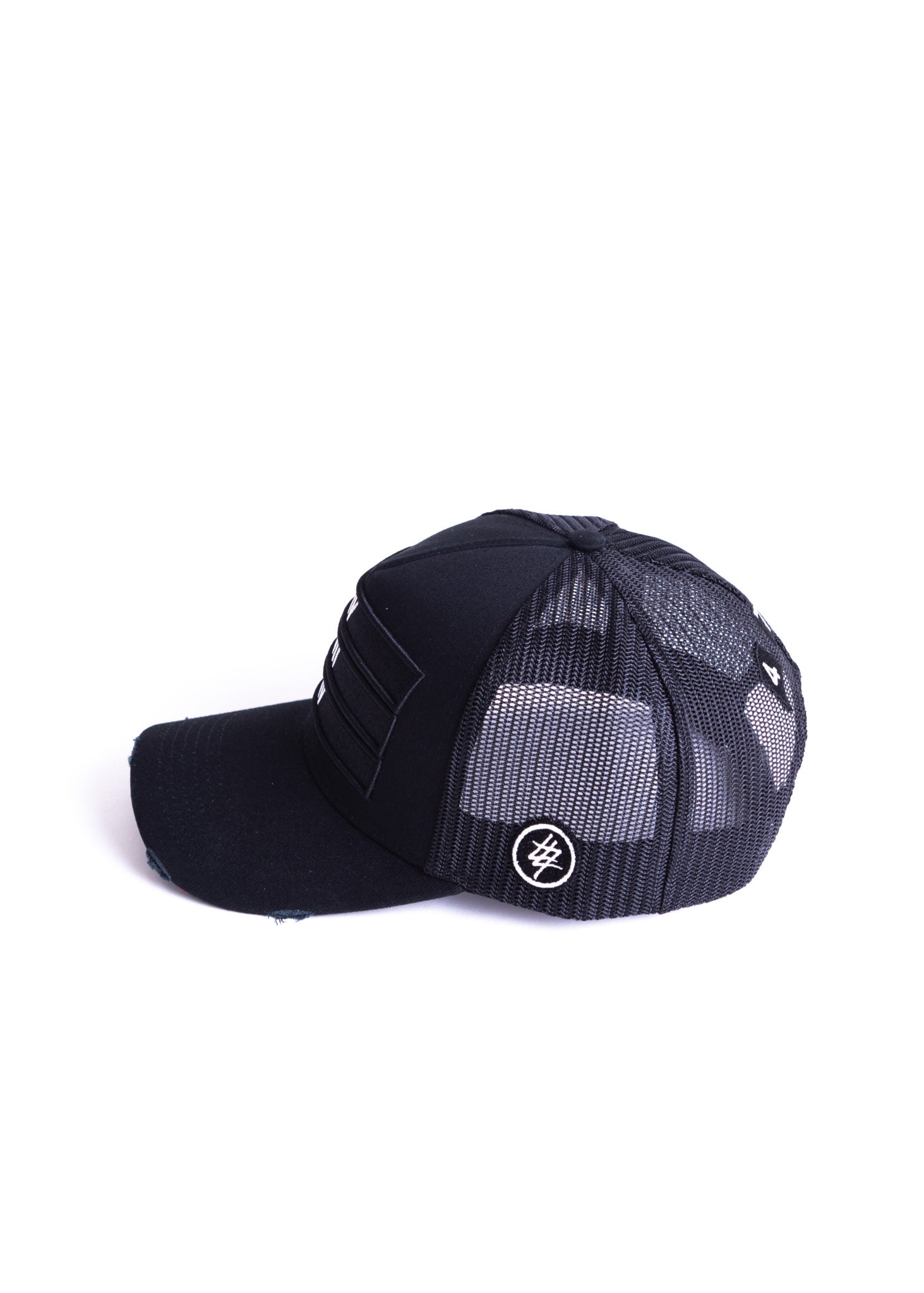 Black 474 Black 3D Distressed Trucker Cap