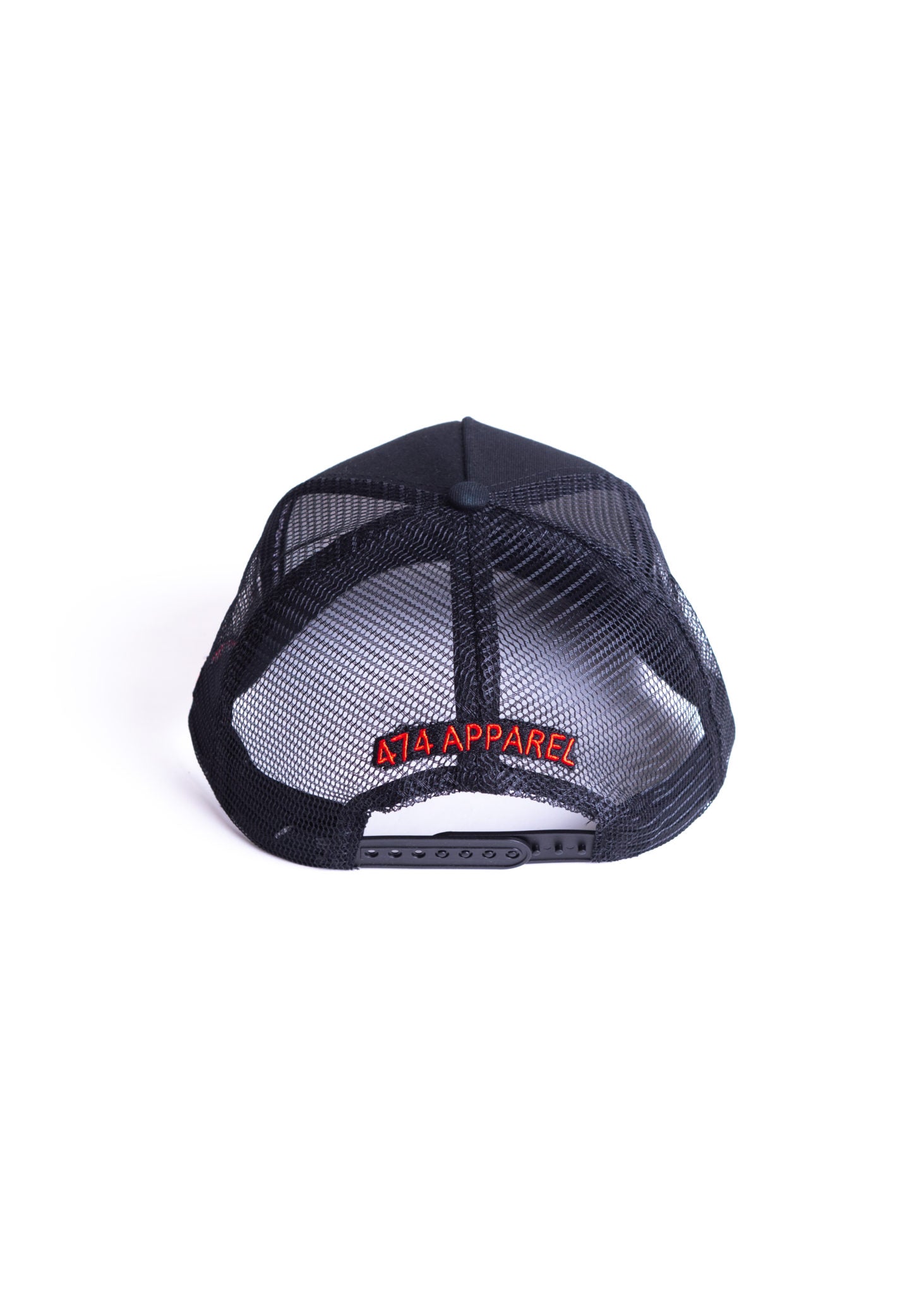 Black 474 Red 3 Bars Trucker Cap