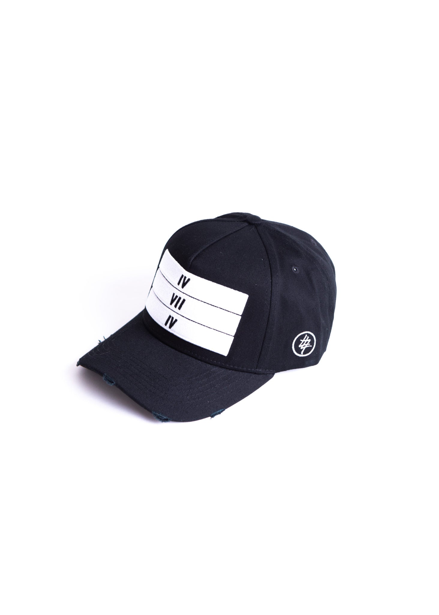 Black 474 White 3 Bars Baseball Cap