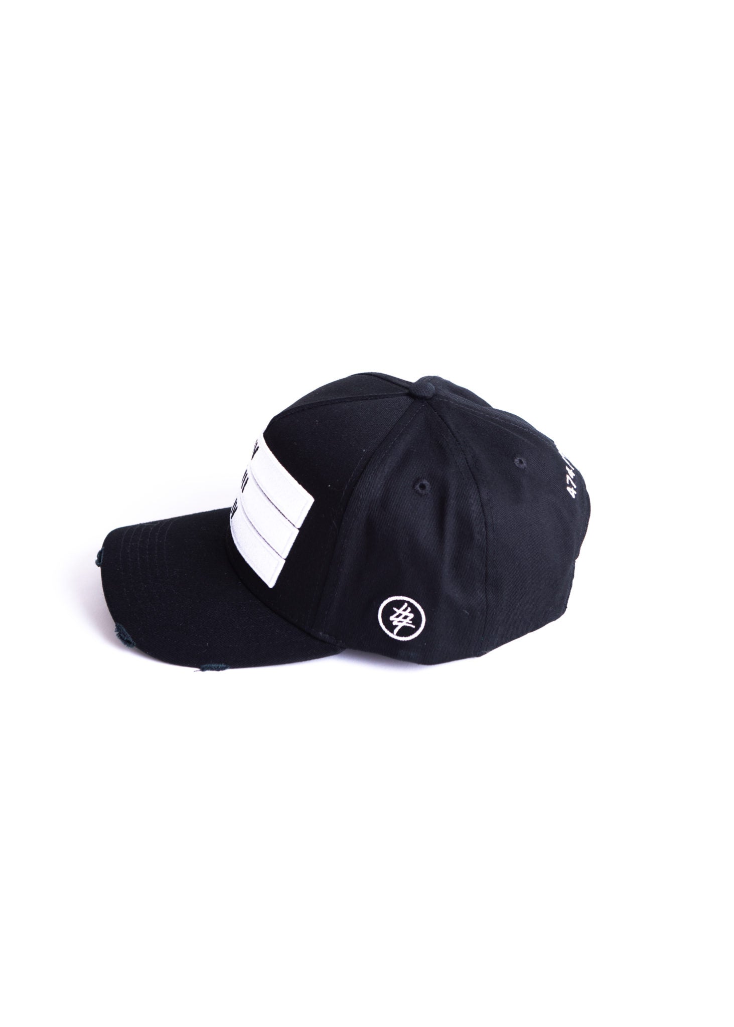Black 474 White 3 Bars Baseball Cap