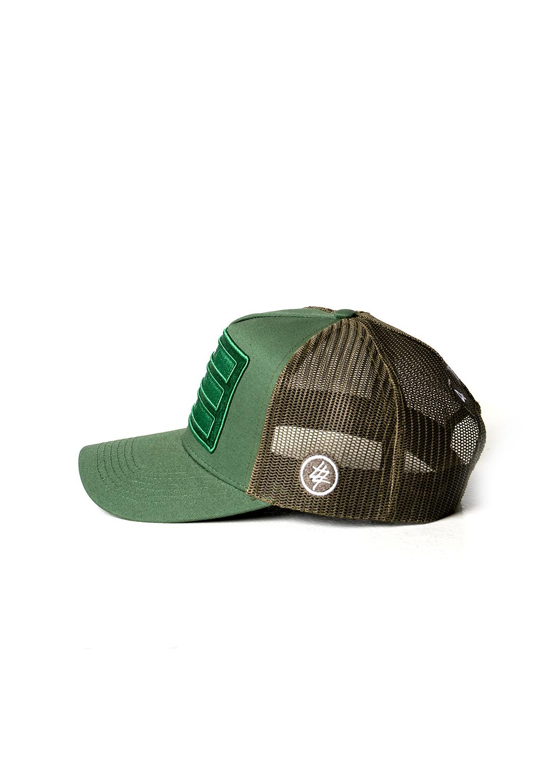 Green Distressed Mesh Trucker
