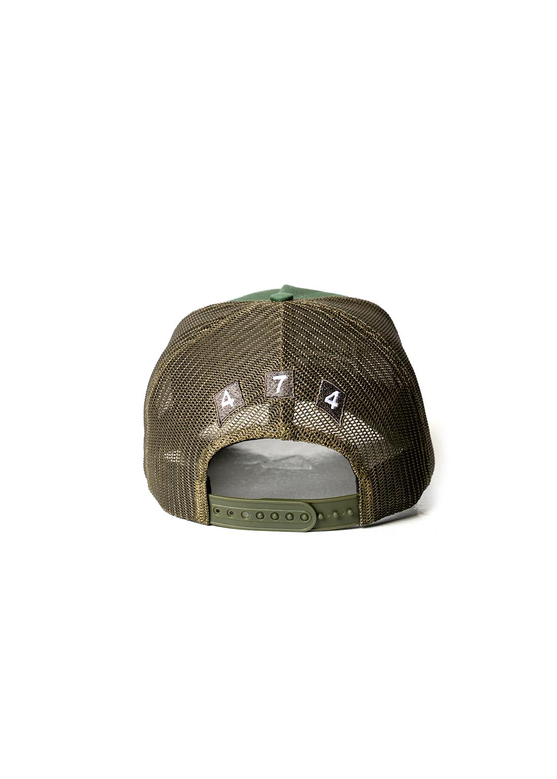 Green Distressed Mesh Trucker