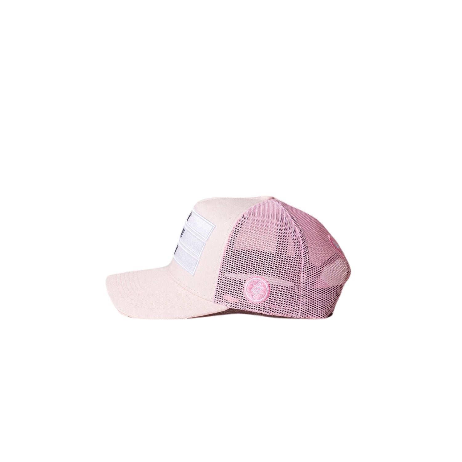 474 Pink Distressed Mesh Trucker Caps