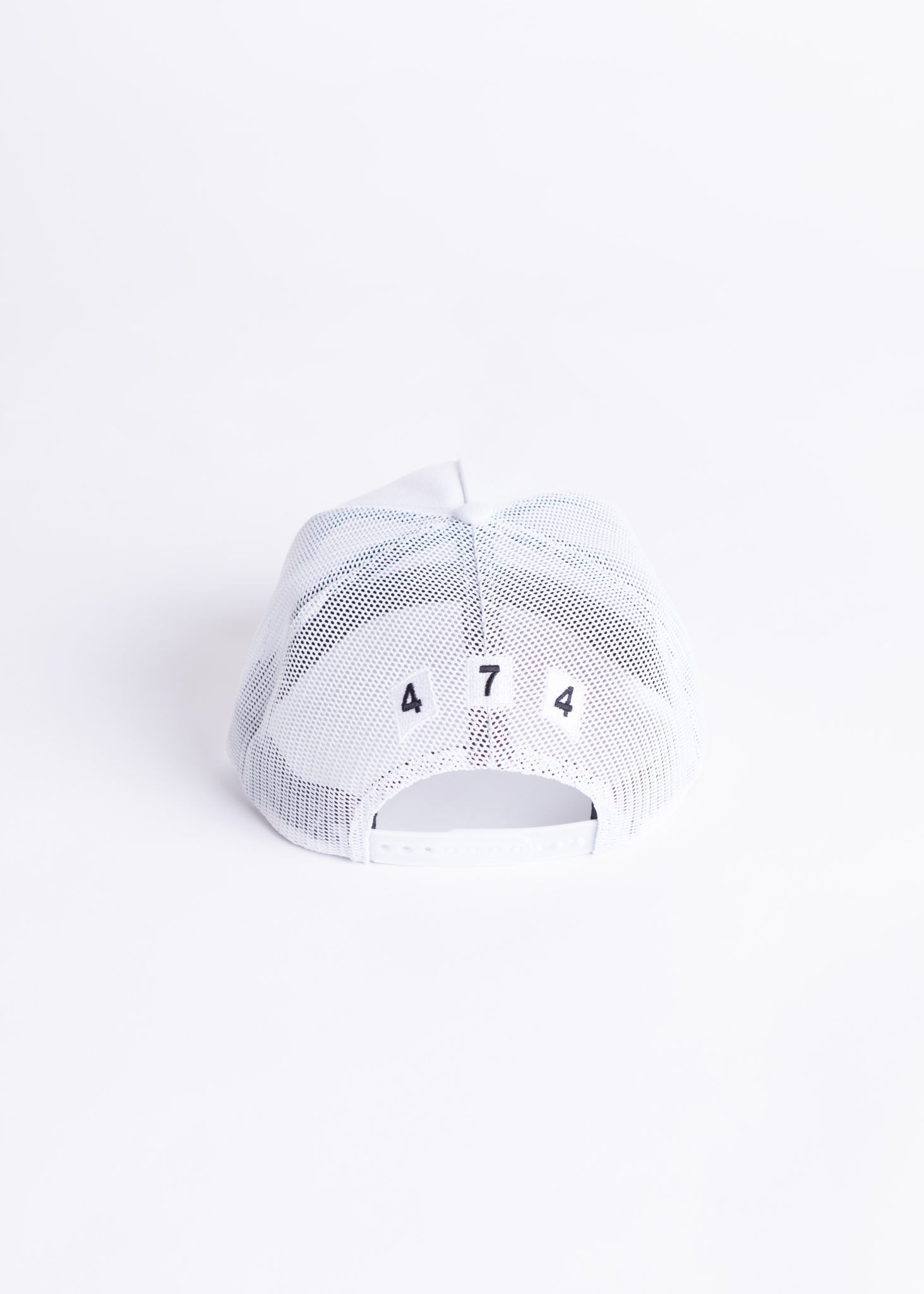White 474 Black 3 Bars Trucker Cap