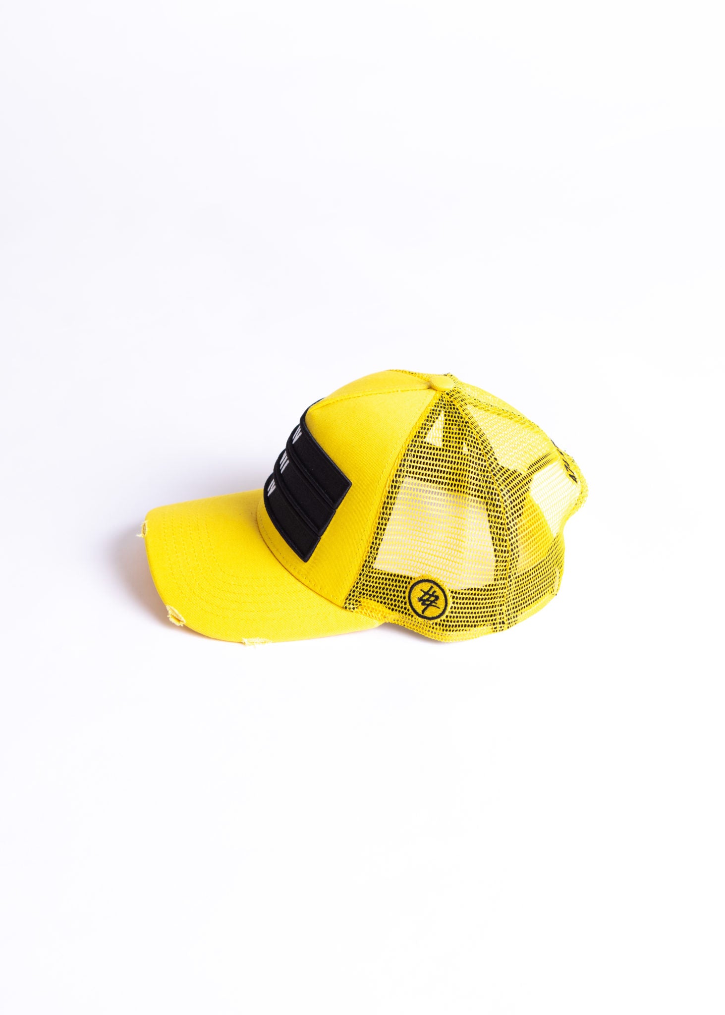 Limited Edition 474 Black 3 Bars Trucker Cap - Yellow