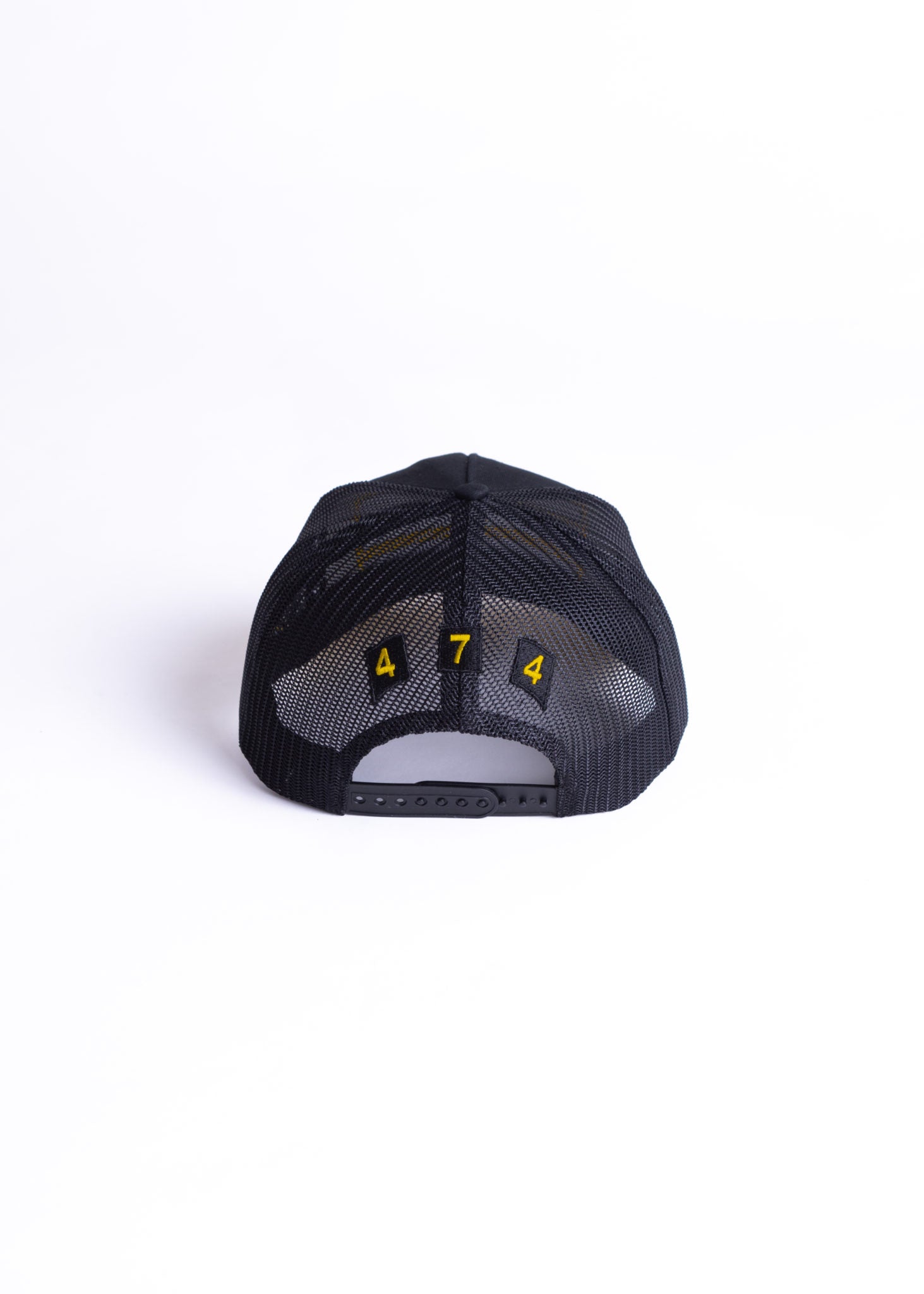 Yellow and Black 474 pattern Trucker Cap