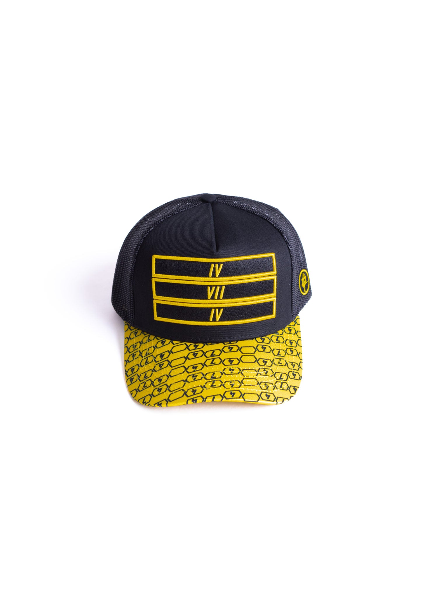 Yellow and Black 474 pattern Trucker Cap